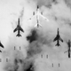 Led by an RB-66 Destroyer radar targeting guide, Thunderchiefs bomb through the clouds over North Vietnam in 1966 (US Air Force)